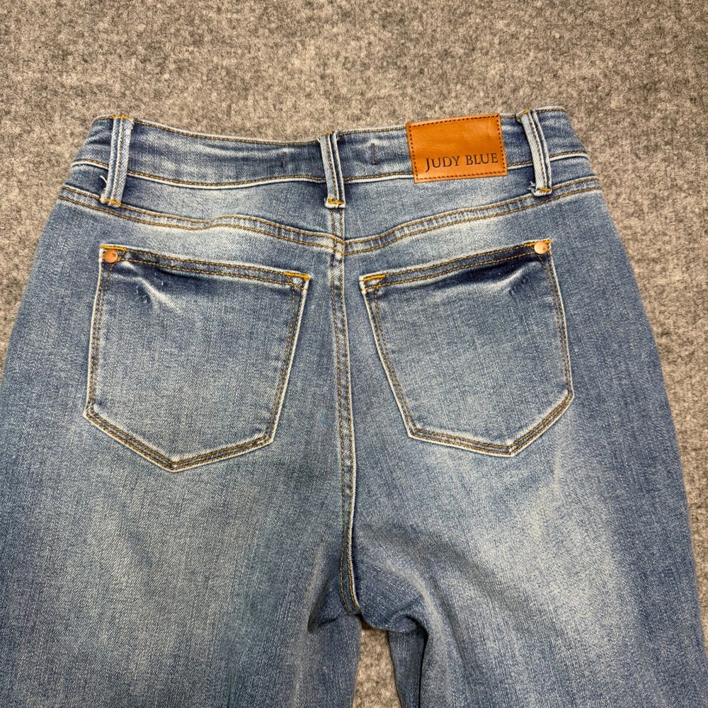 Judy Blue Boyfriend Jeans 3/26 Blue High Rise Cuffed Medium Wash - Picture 9 of 9